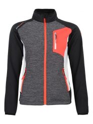 Peak Mountain Kurtka polarowa "Acerin" w kolorze szaro-czarno-pomarańczowym rozmiar: XL. Czarne kurtki damskie Peak Mountain, xl, bez wzorów, z polaru, bez kaptura. Za 173.99 zł.