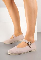 Jasnoróżowe Balerinki Ozdobione Paskiem Avanellia. Czerwone baleriny damskie Renee, bez wzorów, z jeansu, bez obcasa. Za 39.99 zł.
