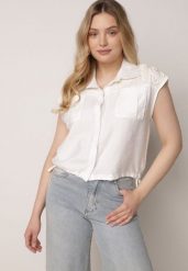 Biała Wiskozowa Koszula Boho Bez Rękawów ze Ściągaczem w Pasie Limopise. Białe koszule damskie Born2be, na lato, l, bez wzorów, z materiału, boho, bez kołnierzyka, bez ramiączek. Za 89.99 zł.