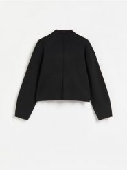 Sweter z dodatkiem wiskozy - czarny. Czarne swetry klasyczne damskie Reserved, l, z dzianiny, bez kołnierzyka. Za 129.99 zł.