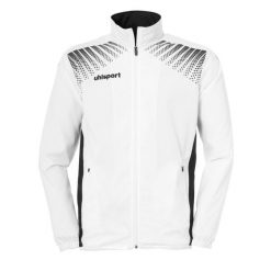 Kurtka prezentacyjna Uhlsport Goal. Białe kurtki męskie UHLSPORT, bez wzorów, sportowe, bez kaptura. W wyprzedaży za 195.10 zł.