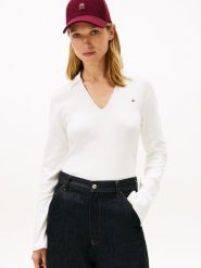 Tommy Hilfiger koszulka z długim rękawem Kobiety Bawełna biały, M. Białe t-shirty damskie Tommy Hilfiger, m, bez wzorów, z bawełny, bez kołnierzyka. Za 279.95 zł.