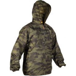 Kurtka myśliwska wodoodporna lekka Solognac 100 camo. Zielone kurtki męskie SOLOGNAC, l, bez wzorów, z materiału, bez kaptura. Za 79.99 zł.