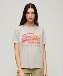 Luźna koszulka graficzna Tonal Vl. Szare t-shirty damskie Superdry., m, bez wzorów, z bawełny, bez kołnierzyka. Za 126.50 zł.