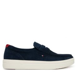 Półbuty Tommy Hilfiger. Niebieskie półbuty męskie Tommy Hilfiger, bez zapięcia. Za 479.99 zł.