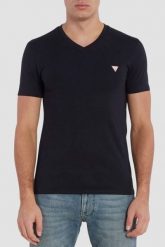 GUESS Granatowy męski t-shirt z małym logo, Rozmiar S. Niebieskie t-shirty męskie Guess, m, z aplikacjami, z bawełny, bez kołnierzyka. W wyprzedaży za 72.99 zł.