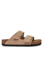 Birkenstock Klapki Arizona zamsz 1029260 Beżowy. Brązowe klapki damskie Birkenstock, bez wzorów, ze skóry, bez obcasa. Za 539.99 zł.