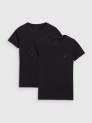 4F T-shirt slim gładki damski (2-pack) - czarny S. Czarne t-shirty damskie 4f, s, bez wzorów, z bawełny, bez kołnierzyka. Za 79.99 zł.