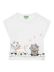 United Colors Of Benetton T-Shirt 3JERG10JC Biały Regular Fit. Białe koszulki dziewczęce United Colors Of Benetton, bez wzorów, z bawełny, bez ramiączek. Za 49.99 zł.