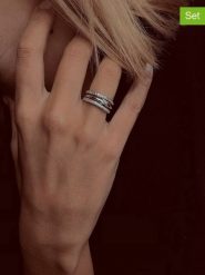 Les Petites Précieuses Srebrne pierścionki (3 szt.) z cyrkoniami rozmiar: 50. Szare pierścionki damskie Les Petites Précieuses, z cyrkonią, srebrne. Za 235.50 zł.