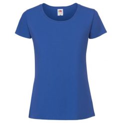 Koszulka Damska Iconic 195 Premium Ringspun Cotton T-shirt. Niebieskie bluzki damskie Fruit of the Loom, s, bez wzorów, bez kołnierzyka. Za 32.99 zł.