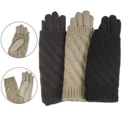 Brązowe Damskie Rękawiczki Moraj Z Futerkiem. Brązowe rękawiczki damskie Moraj, na zimę, bez wzorów, z dzianiny. Za 34.99 zł.