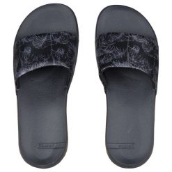 Klapki damskie Olaian 550 Exotic. Czarne klapki damskie OLAIAN, bez wzorów, z poliesteru, bez obcasa. Za 89.99 zł.