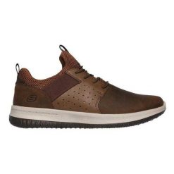 Męskie Buty Sportowe Delson Axton Z Olejowanej Skóry. Brązowe buty sportowe na co dzień męskie Skechers, z gumy, bez zapięcia, trekkingowe. Za 309.00 zł.