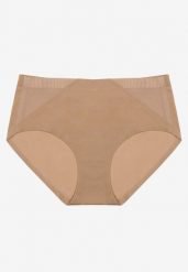 Beżowe Majtki Figi High Waist z Bezszwowym Wykończeniem Kolaniris. Brązowe figi damskie Renee, xl, bez wzorów, z jeansu. Za 9.99 zł.