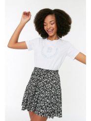 Trendyol Spódnica w kolorze beżowo-czarnym rozmiar: XL. Brązowe spódniczki damskie Trendyol, xl, bez wzorów, z podwyższonym stanem, mini, rozkloszowane. Za 41.49 zł.