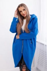 Bluza ocieplana długa chabrowa. Niebieskie bluzy z kapturem damskie KESI, l, z bawełny. Za 355.46 zł.