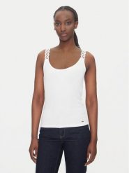 Morgan Top 251-DOUBI Biały Slim Fit. Białe topy damskie Morgan, l, bez wzorów, z wiskozy, bez kołnierzyka. Za 79.99 zł.