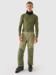 4F Spodnie narciarskie membrana 10000 męskie - oliwkowe/khaki XL. Brązowe spodnie materiałowe męskie 4f, bez wzorów, z dzianiny, sportowe. W wyprzedaży za 249.99 zł.