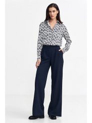 Nife Spodnie w kolorze granatowym rozmiar: 40. Niebieskie spodnie materiałowe damskie Nife, bez wzorów, z materiału. Za 148.26 zł.