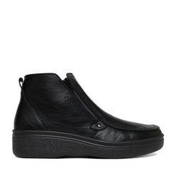Botki Rieker. Czarne buty zimowe męskie Rieker, bez zapięcia. Za 439.99 zł.