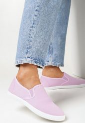 Fioletowe Wsuwane Tenisówki Materiałowe Kalaiya. Fioletowe trampki i tenisówki damskie Born2be, bez wzorów, z jeansu. Za 39.99 zł.
