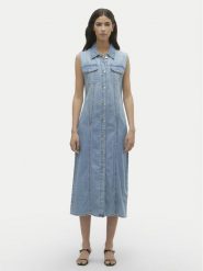 Vero Moda Sukienka jeansowa Zadie 10309673 Niebieski Regular Fit. Niebieskie sukienki damskie Vero Moda, s, bez wzorów, z bawełny, bez kołnierzyka, bez ramiączek. Za 79.99 zł.