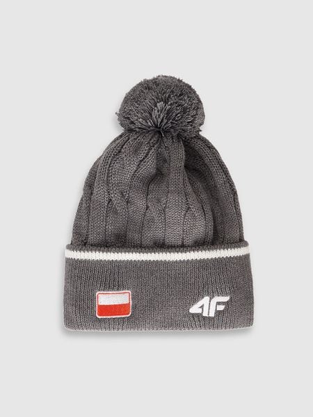 4F Czapka zimowa z wełną merino uniseks - szara M. Szare czapki męskie 4f, na zimę, bez wzorów, z wełny, klasyczne. Za 99.99 zł.