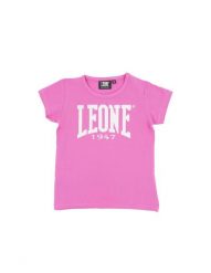 T-shirt dla dziewczynki z krótkim rękawem i dużym logo Basic. Czerwone koszulki dziewczęce LEONE 1947 APPAREL, s, bez wzorów, z bawełny, bez ramiączek. Za 42.06 zł.
