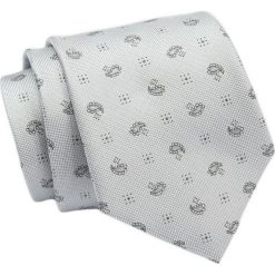 Klasyczny Krawat, Szary w Paisley, Łezki, Męski, 7cm -Angelo di Monti. Szare krawaty i muchy męskie Angelo di Monti, bez wzorów, z tkaniny, eleganckie. Za 45.00 zł.