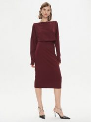 Pinko Sukienka codzienna Bolt 102291 A1CT Bordowy Regular Fit. Czerwone sukienki damskie Pinko, na co dzień, bez wzorów, z wiskozy, bez kołnierzyka, bez ramiączek, proste. Za 779.99 zł.