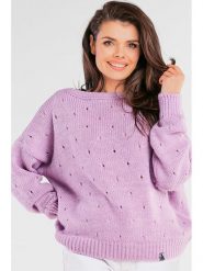 Awama Sweter w kolorze fioletowym rozmiar: onesize. Różowe swetry klasyczne damskie Awama, bez kołnierzyka. Za 92.42 zł.