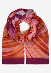 Fioletowo-Różowy Szalik z Bawełny w Ozdobny Print Natsu. Fioletowe szaliki i kominy damskie Born2be, na jesień, bez wzorów, z bawełny. Za 29.99 zł.