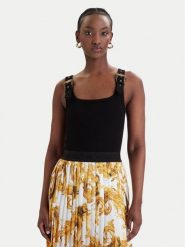 Versace Jeans Couture Top 80HAM619 J0198 Czarny Slim Fit. Czarne topy damskie Versace Jeans Couture, xl, bez wzorów, z bawełny, bez ramiączek. Za 939.99 zł.