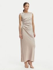 Rinascimento Sukienka wieczorowa CFC0127548003 Beżowy Regular Fit. Brązowe sukienki damskie RINASCIMENTO, xs, bez wzorów, z syntetyku, wizytowe, bez kołnierzyka, bez ramiączek. Za 799.99 zł.