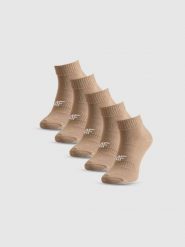 4F Skarpetki krótkie (5-pack) damskie - beżowe 35-38. Brązowe skarpetki damskie 4f, bez wzorów, z bawełny. Za 59.99 zł.