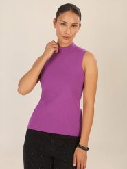 APART Top dzianinowy w kolorze fioletowym rozmiar: 34. Różowe topy damskie Apart, bez wzorów, z dzianiny, bez kołnierzyka. Za 127.95 zł.