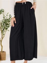 Wiskozowe spodnie culotte - czarny. Czarne spodnie materiałowe damskie Sinsay, bez wzorów, z wiskozy. Za 35.99 zł.