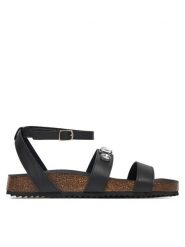 DeeZee Sandały XFL-Z1 Czarny. Czarne sandały damskie DeeZee, bez wzorów, z materiału, bez obcasa, na płaskiej podeszwie. Za 139.99 zł.