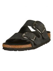 Birkenstock Skórzane klapki "Arizona" w kolorze czarnym rozmiar: 37. Czarne klapki damskie Birkenstock, bez wzorów, bez obcasa. Za 482.03 zł.