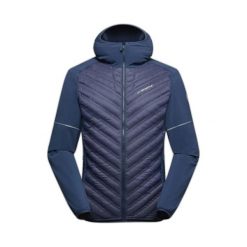 Kurtka z kapturem La Sportiva Koro. Niebieskie kurtki treningowe męskie La Sportiva, na zimę, s, bez wzorów, z elastanu, do biegania, primaloft. Za 615.50 zł.