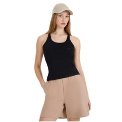 Koszulka bez rękawów damska. Czarne bluzki sportowe damskie 4f, s, z aplikacjami, z bawełny, bez ramiączek. Za 59.99 zł.