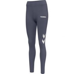Damskie wysokie legginsy Hummel Legacy. Niebieskie legginsy damskie HUMMEL, bez wzorów, na fitness i siłownię. Za 106.90 zł.