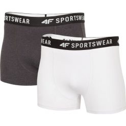 Bielizna męska (2-pack) BIM300 - biały+ciemny szary melanż. Biała bokserki męskie 4f, bez wzorów, z bawełny. Za 39.99 zł.