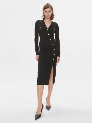 Pinko Sukienka dzianinowa Comasico 101925 A16I Czarny Slim Fit. Czarne sukienki damskie Pinko, s, bez wzorów, z dzianiny, bez kołnierzyka, bez ramiączek. Za 859.99 zł.