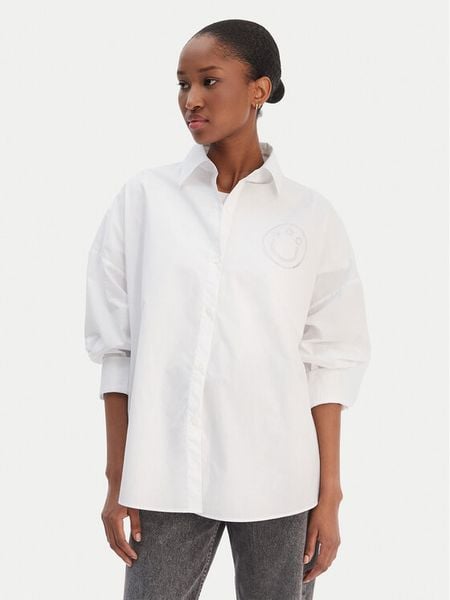 HUGO Koszula Edafne 50555625 Biały Regular Fit. Białe koszule damskie Hugo, bez wzorów, z bawełny, bez kołnierzyka, bez ramiączek. Za 549.99 zł.