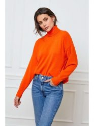 Joséfine Golf "Elona" w kolorze pomarańczowym rozmiar: M. Pomarańczowe golfy damskie Joséfine, m, bez wzorów, z kaszmiru, bez ramiączek. Za 214.19 zł.