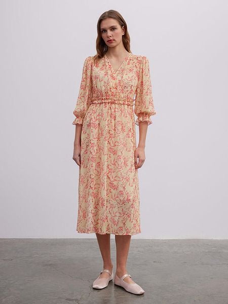 BGN Sukienka w kolorze kremowo-jasnoróżowym rozmiar: 40. Brązowe sukienki damskie BGN, na co dzień, bez wzorów, bez kołnierzyka, bez ramiączek, maxi, proste. Za 101.23 zł.