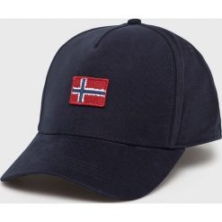 Napapijri - Czapka. Niebieskie czapki męskie Napapijri, bez wzorów, z bawełny. W wyprzedaży za 149.90 zł.