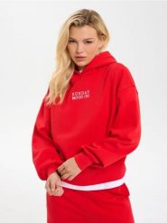 Bluza hoodie z bawełną - czerwony. Czerwone bluzy bez kaptura damskie Sinsay, l, z bawełny. Za 45.99 zł.